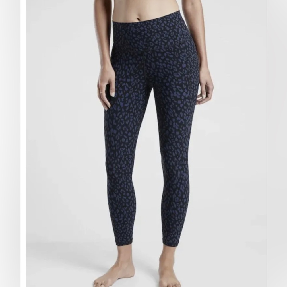 Athleta Navy and Black Leopard Print Leggings